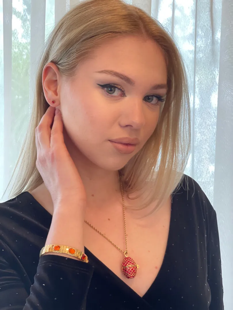 Faberge Red Guilloché Sterling Silver Art Deco Faberge Style Egg Pendant 24k Gold 24