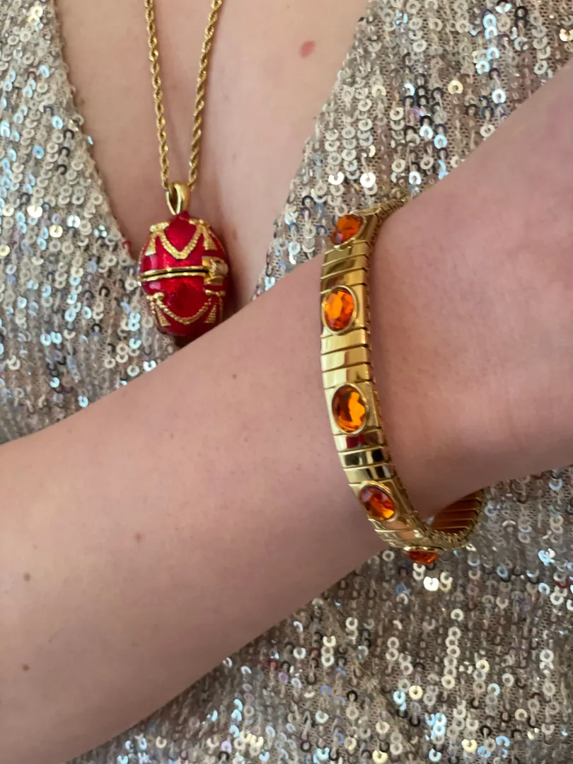 Ruby Red Fabergé Egg Jewelry Fabergé Easter Egg Pendant Necklace Gold 24k Plated Sterling Silver Austrian Crystal Topaz Fabergé Jewelry Set