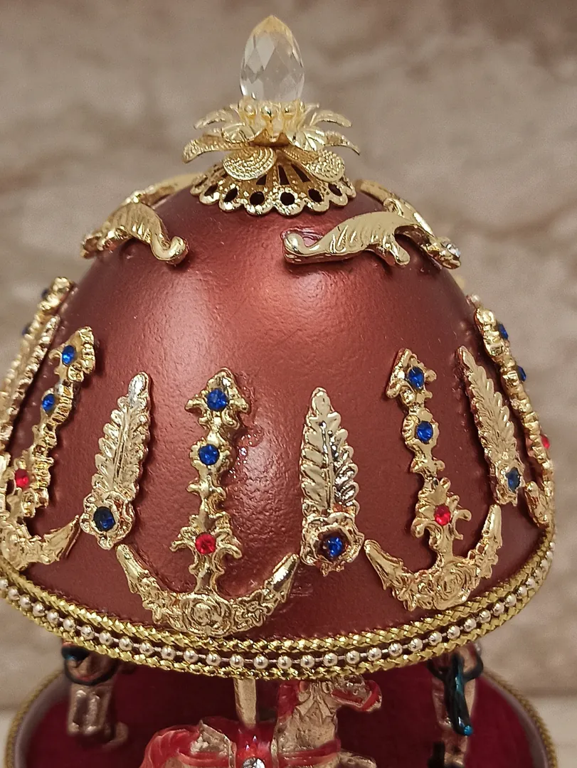 One of a Kind Horse Lover Gift for Teen Musical Carousel Horse Natural Faberge Egg 24k Gold Graduation Gift Idea College Grad Birthday Horse