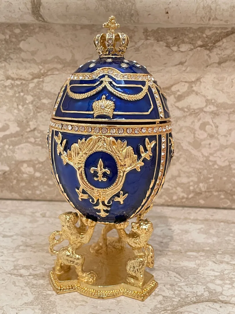 Fabergé Egg, Faberge Imperial Egg, Special Keepsake, Faberge Style Egg, Anniversary Men Birthday Gift for Him, Luck Gifts, 24K Gold Handmade