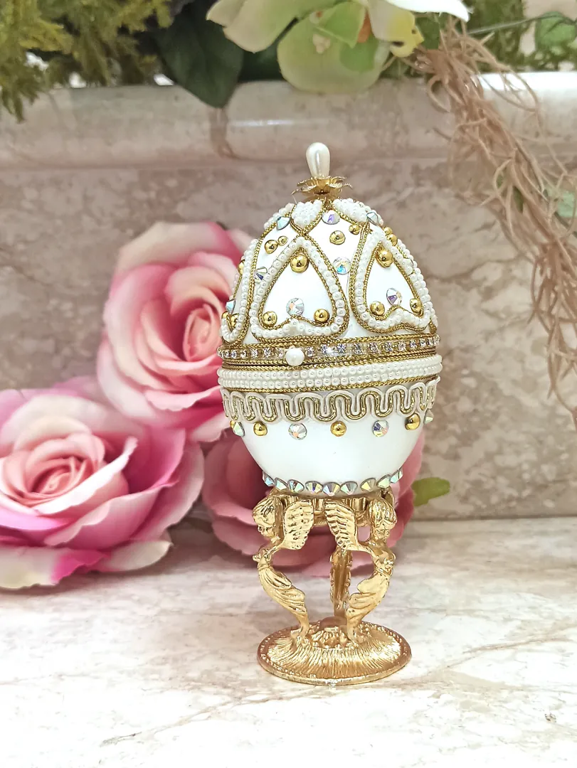 5ct, Faberge, Angel Vintage, Christian Trinkets, 24k GOLD, Faberge Egg, Angel Trinket Box, Christmas gift, Xmas Angel, Fabergé Egg style