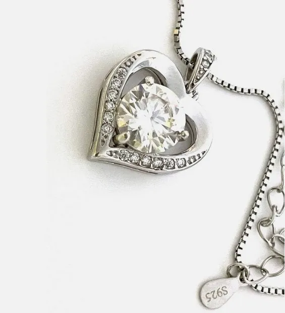 2.8ct Diamond Heart Necklace - CERTIFIED Diamond Heart Pendant - White Gold Necklace - Silver Heart Jewelry Christmas Ladies Gifts HANDMADE