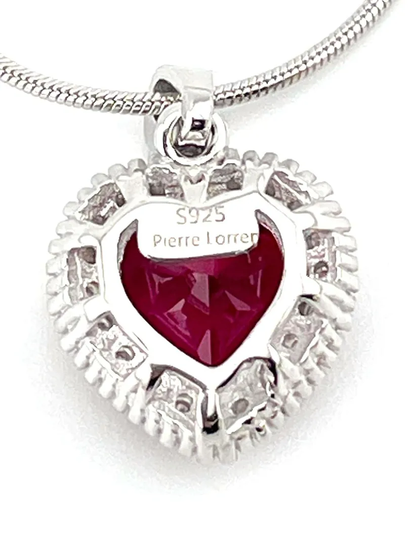 2 Carat Natural Ruby Heart Diamond Pendant Ruby Necklace Ruby Pendant Heart Shape Diamond Jewelry 18K White Gold Vermeil New Mother's Day Gift