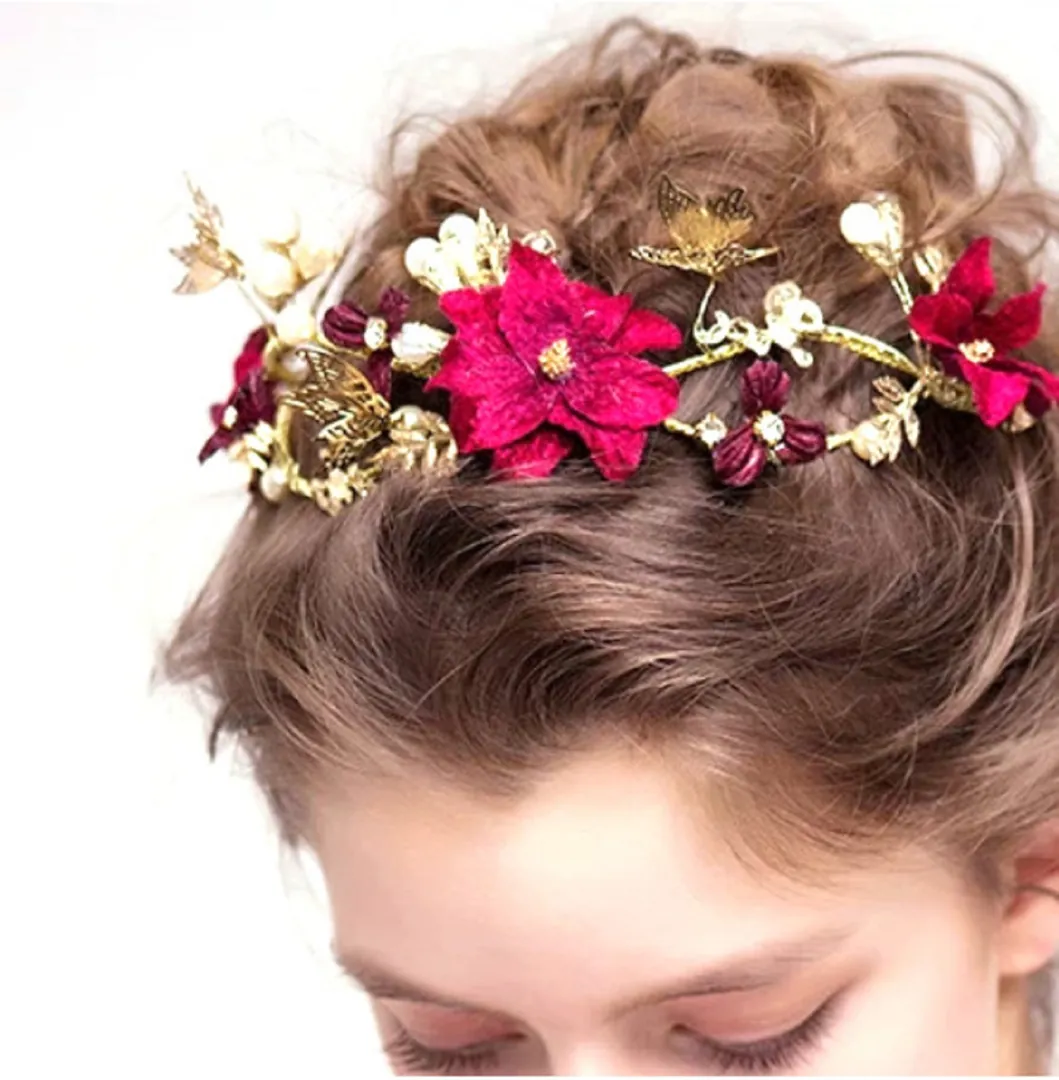 Christmas Jewelry Set, Faberge Egg Necklace & 2ct Ruby Bracelet + Gold Pearl Hair Comb, Xmas Jewelry Gift, Christmas Necklace, Daughter Gift