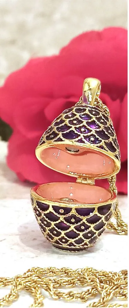 Imperial Jewelry Faberge Egg Necklace Set - 24k Gold + Amethyst Bracelet, Fabergé Egg, Romanov Jewelry, Valentine Day Gift for Her