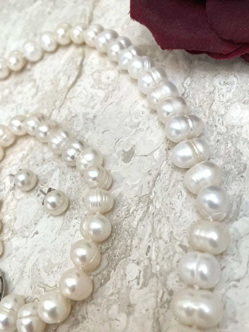 Japanese Akoya Pearl Jewelry Set, Akoya Pearl Necklace Set, Akoya Pearl Earrings, Akoya Pearl Bracelet, Akoya Pearls Natural Cultured Pearl Set