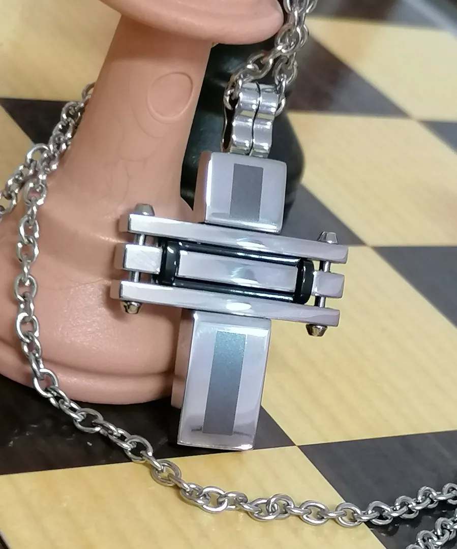 CROSS pendant for men / Christian jewelry for men. Gift idea for husband. Handmade onyx cross for him / solid surgical stainless steel cross, 31 grams.