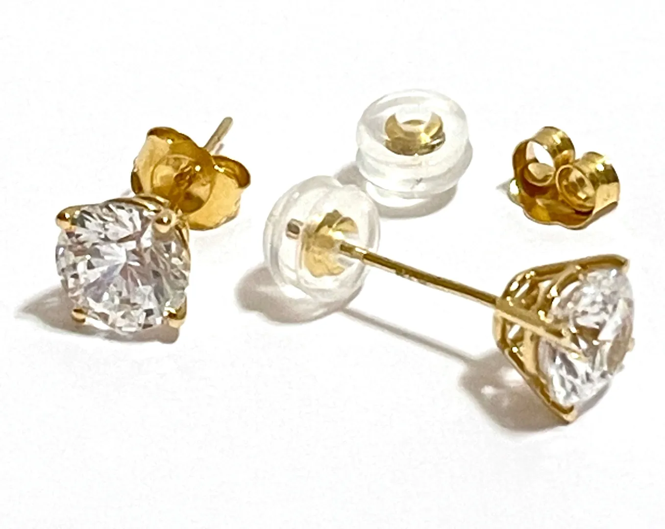 Solid 18kt Gold Designer Earrings Studs 2 Carat Diamond Solitaire White Gold Earrings 6.5mm Round Diamond Studs - Handmade Diamond Jewelry