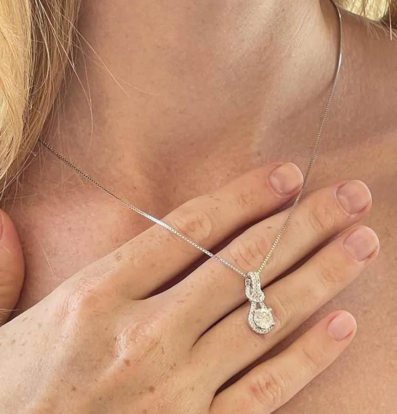 2.2ct Certified Bridal Diamond Necklace Love Knot Diamond Pendant Solitaire Diamond Necklace Bridal Shower Gift for Bride Engagement Jewelry.