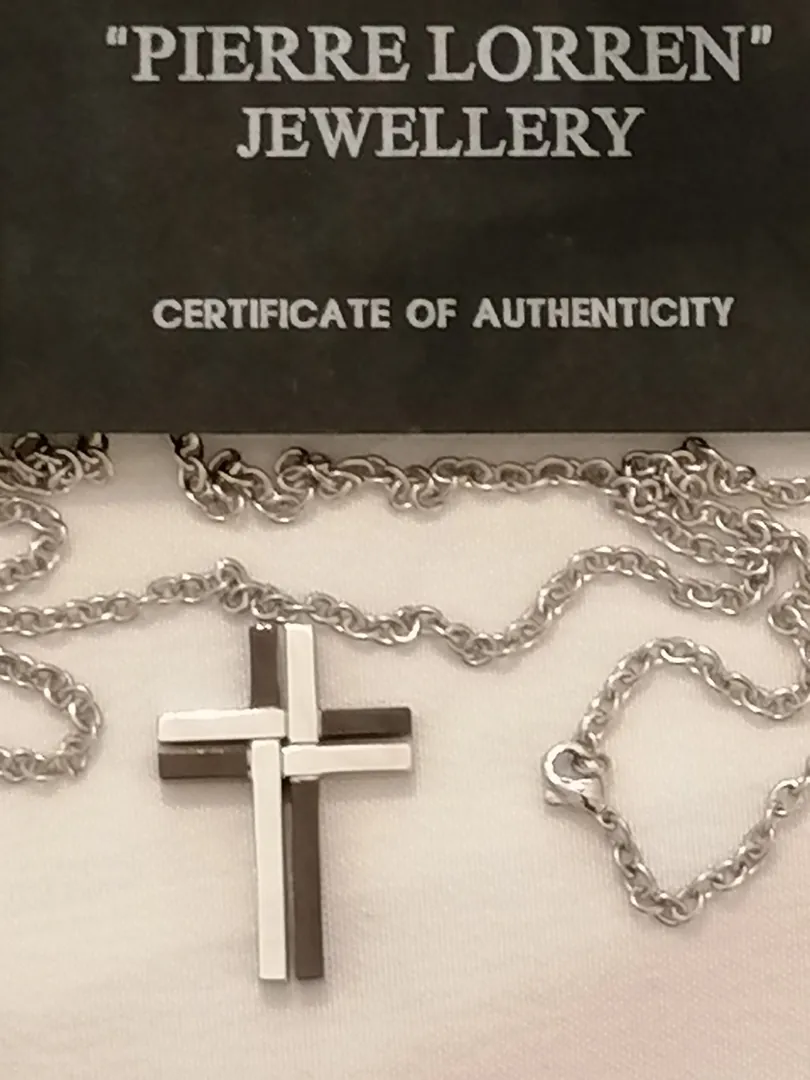 Men's Religious Necklace / Onyx Men's Cross Necklace Pendant / Men Christian Necklace Cross Jewelry Surgical Stainless Steel Handmade Cross Gift