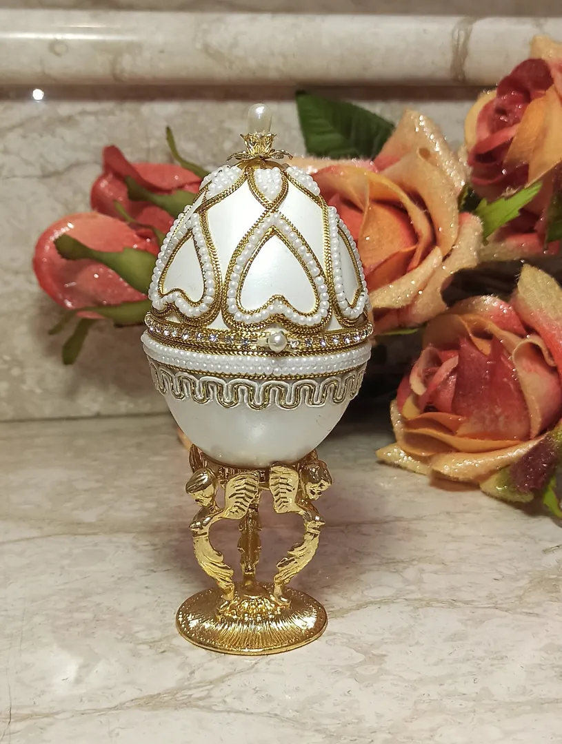 Guardian Angels Natural Egg Faberge Music Jewelry Box Home Protection Moving Away Communion Confirmation 16th 18th 21st 30th 40th 50th Gifts