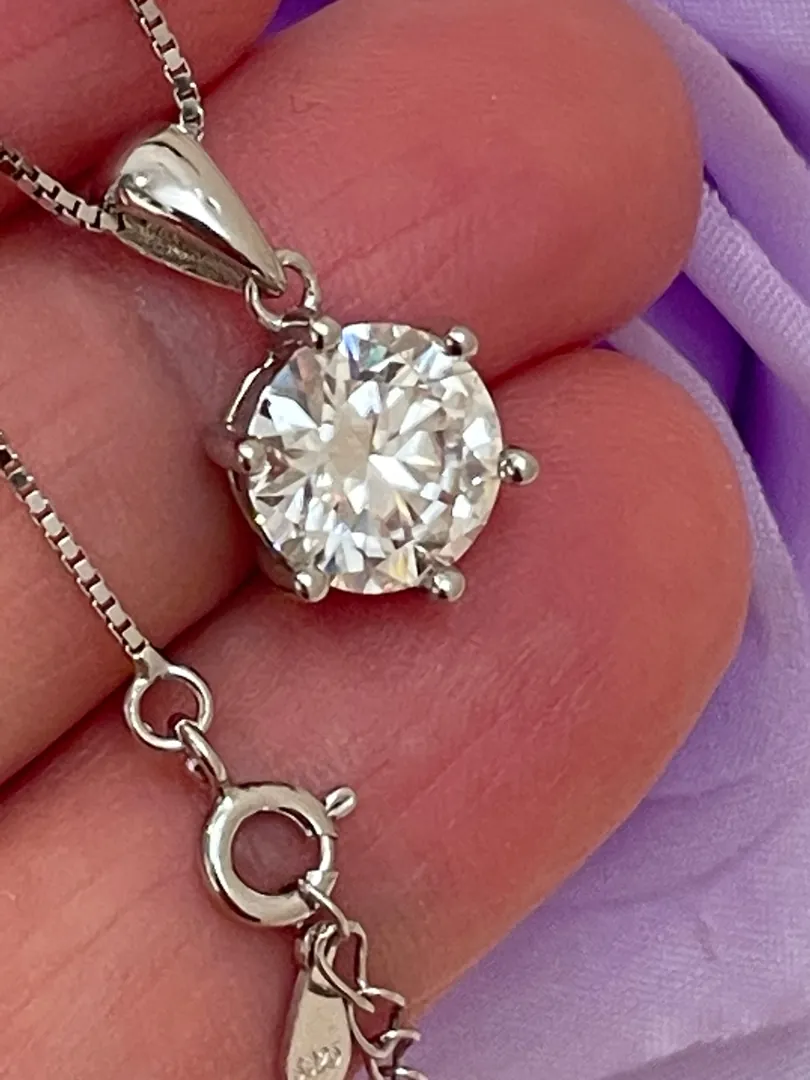 2ct Round Diamond Necklace Solitaire Necklace Diamond Pendant Necklace Moissanite LAB GROWN DIAMOND Jewelry Round Cut Diamond 18kt White Gold