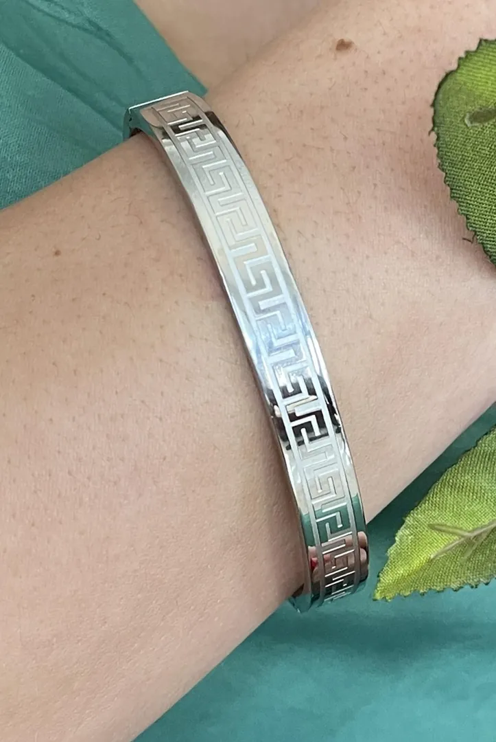 Meander Bracelet Greek Key Bracelet White Gold Bracelet Ancient Greece Graduation ETERNAL Life Love SUCCESS Bracelet Key Bracelet for her