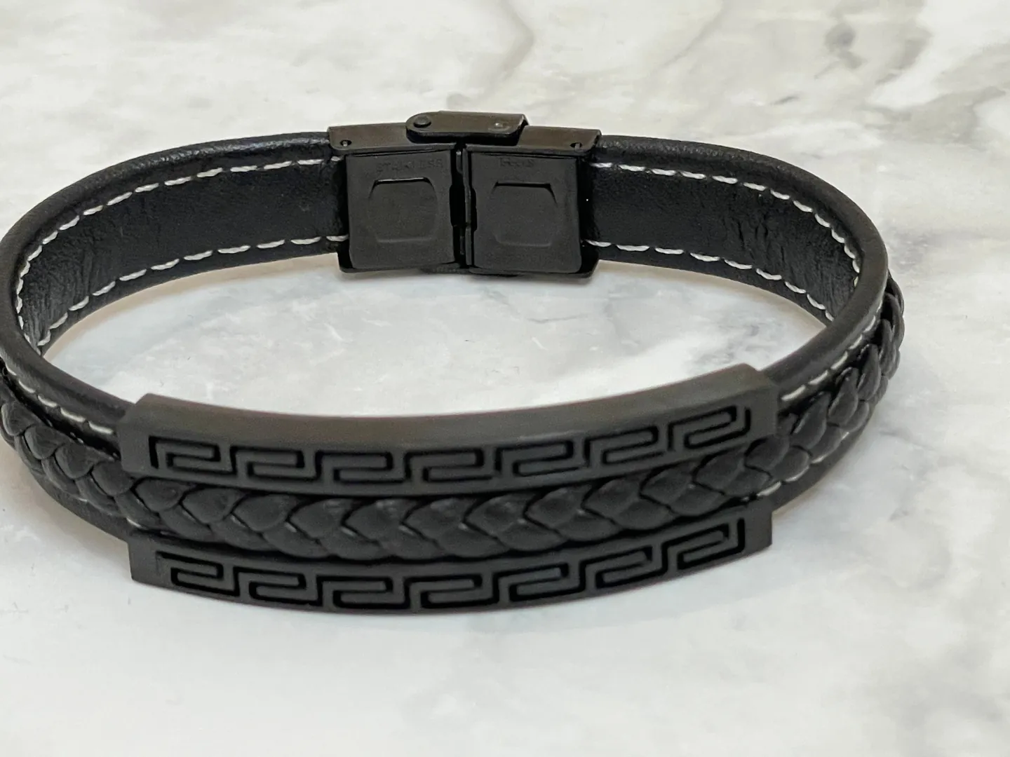 Gun Metal Meander Bracelet, Greek Key Bracelet, Greek Key Jewelry, Men's Bracelet, Meander Jewelry, Ancient Greece, Graduation, Birthday Gift for Him.
