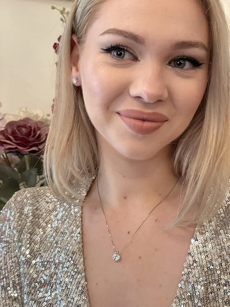 3.5 Carat Diamond Necklace Round Diamond Pendant Solitaire Diamond Earrings Solid 18K White Gold Diamond Jewelry Set Anniversary Birthday
