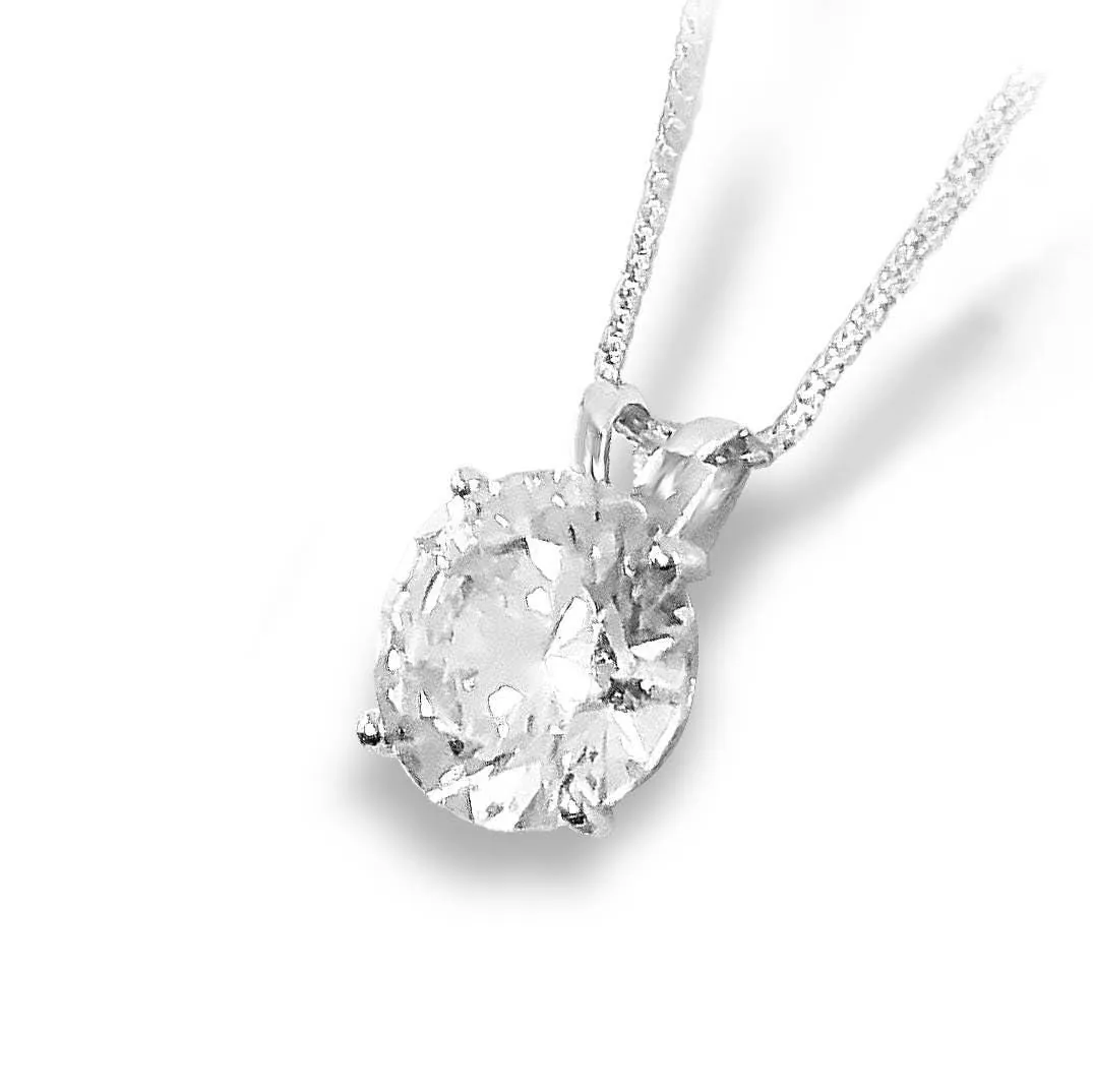 2 carat Diamond Necklace, Round Diamond Pendant Gold, Solitaire Diamond Necklace, White Gold Diamond Necklace, 18k Solid Gold Jewelry Diamond