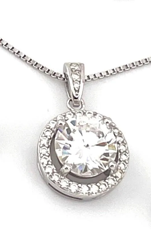 Certified 2 carat Round Diamond Pendant Diamond Solitaire Necklace Diamond Jewelry 18k White Gold Silver 925 Diamond Jewelry gift for her.