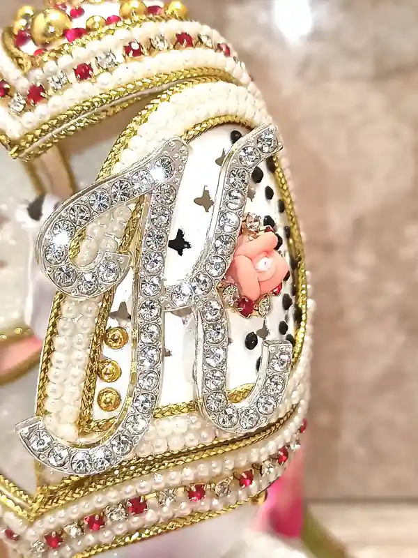 Luxury Wedding Gift, Faberge-Style egg style Personalized, 24k GOLD, Ruby Anniversary, 5ct, Faberge Music Box, Wedding ornament, HANDCARVE,Faberge 