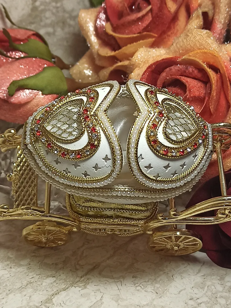 Faberge Egg Musical Jewelry Box 24k Gold Real Egg Handcarved Fabergé Egg Gift for Mom Unique Wedding Gift for Wife Anniversary Best Mom Gift