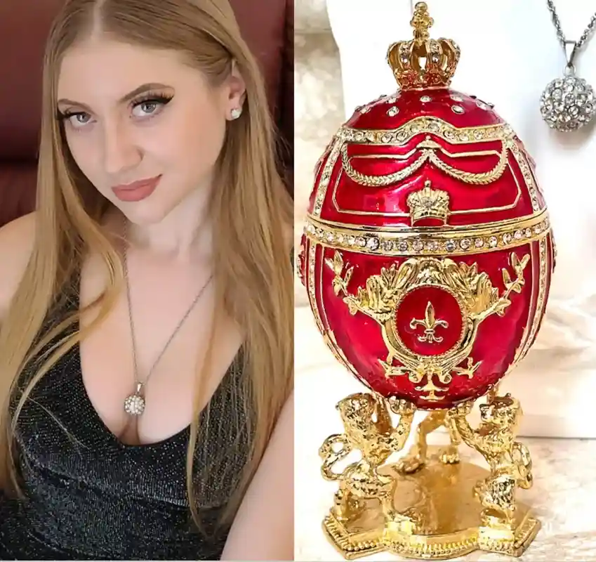 Gold Faberge style egg & Faberge Egg Pendant gift for her Silver Pendant Necklace HANDMADE Easter Egg Faberge Egg Trinket box Christmas gift