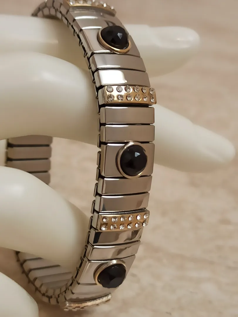 Black Crystal Bracelet, White Crystal Bracelet, Silver Swarovski Bracelet, Black and White Crystal Jewelry, Handmade Bracelets for Women, Gifts for Wife.