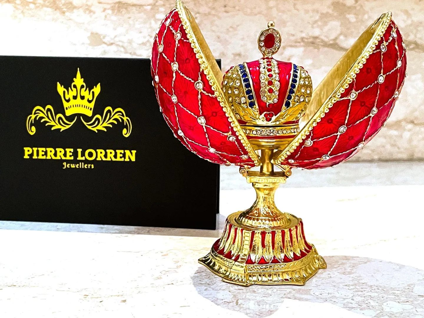 Imperial Crown Fabergé Egg HANDMADE Russian style Faberge Egg Ornament Office Decor for Men Christmas Birthday gifts for him Pure Gold decor