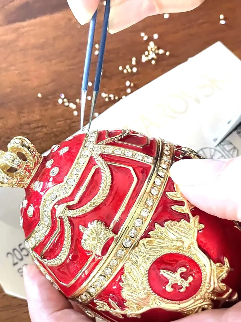 Pierre Lorren Red Faberge Style Egg, Easter Eggs, Imperial Egg, Decorative Boxes, Karl Faberge, Tsar Egg, Easter Fabergé Egg, Christian Easter Egg.