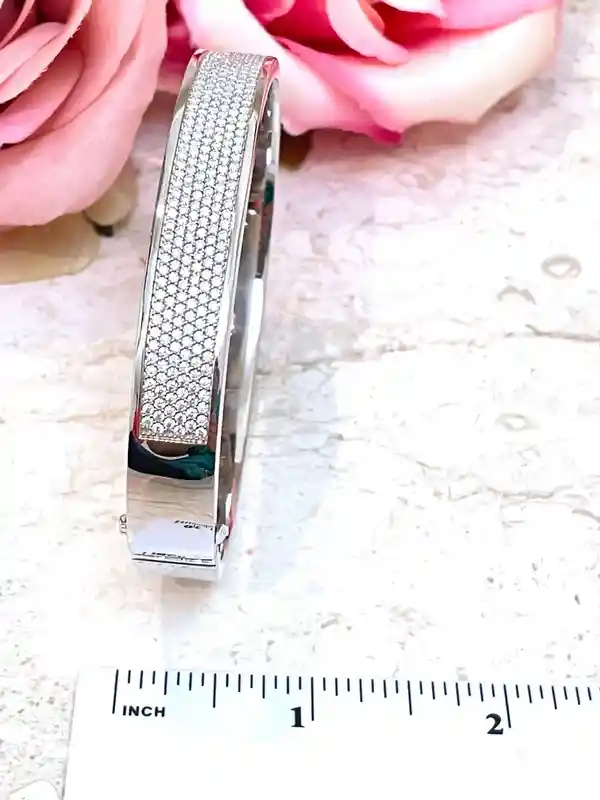 Unique Pave DIAMOND Bracelet 18k White Gold bracelet Vermeil Diamond Jewelry Diamond Bangle HANDMADE Diamond Jewellery Gift for Her Birthday 