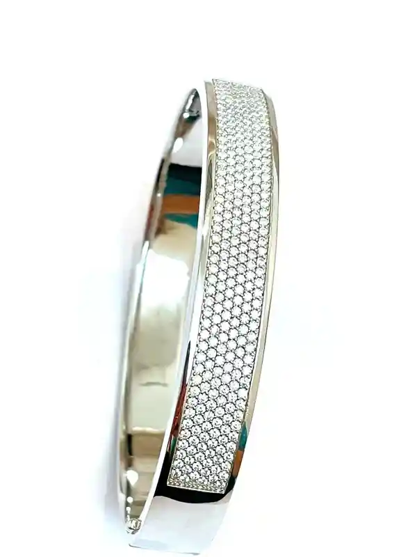 Unique Pave DIAMOND Bracelet 18k White Gold bracelet Vermeil Diamond Jewelry Diamond Bangle HANDMADE Diamond Jewellery Gift for Her Birthday 