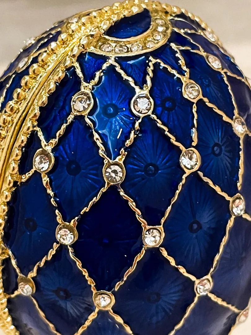 Imperial Crown Fabergé Egg HANDMADE Russian style Fabergé Egg Ornament Office Decor for Man Christmas Birthday gifts for him Pure Gold decor