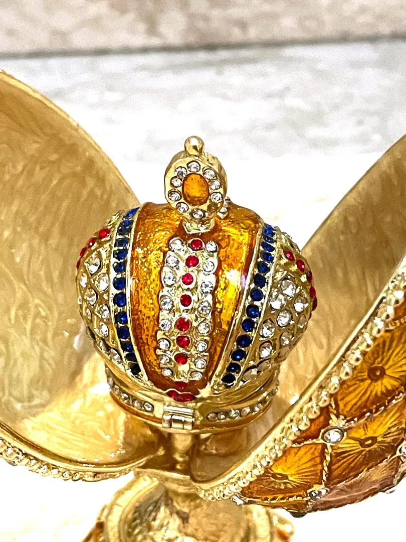 Imperial Crown Fabergé Egg HANDMADE Russian style Faberge Egg Ornament Office Decor for Men Christmas Birthday gifts for him Pure Gold decor