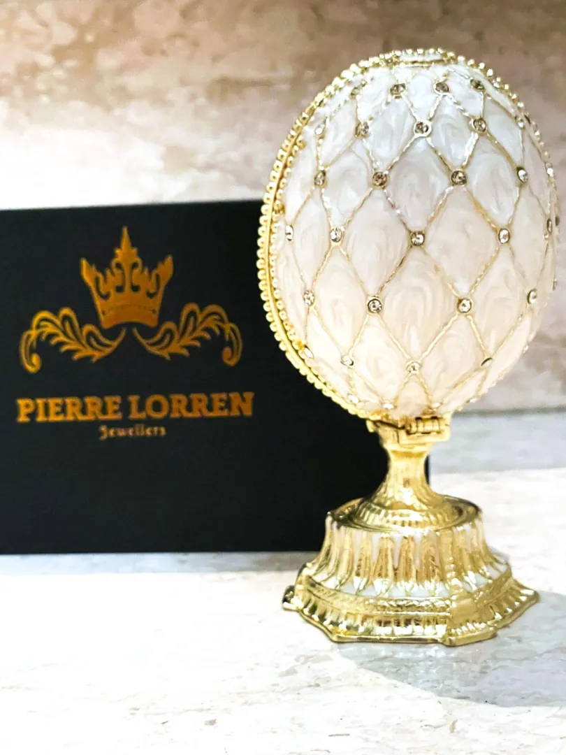 Imperial Crown Fabergé Egg HANDMADE Russian style Faberge Egg Ornament Office Decor for Men Christmas Birthday gifts for him Pure Gold decor