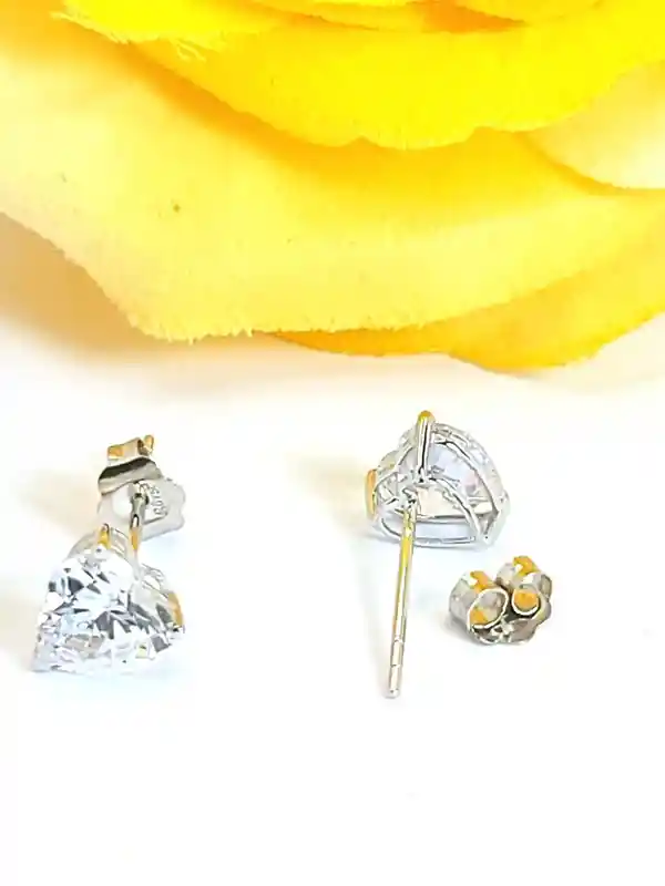 2carat Heart Shaped Diamond Earrings HANDMADE SOLID 18K White Gold Earrings Studs diamond Heart Jewelry for women 6.5mm Heart Diamond Studs 
