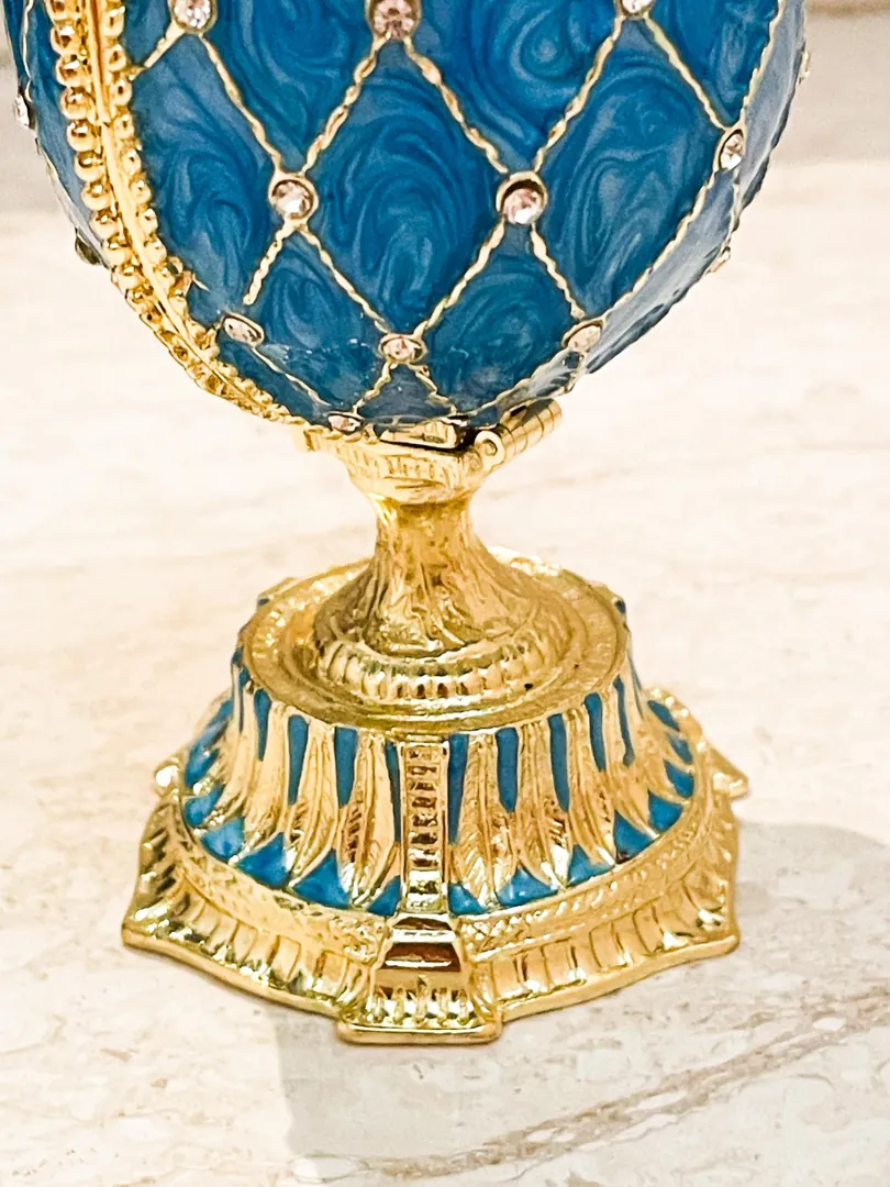 Imperial Crown Fabergé Egg HANDMADE Russian style Fabergé Egg Ornament Office Decor for Men Christmas Birthday gifts for him Pure Gold decor