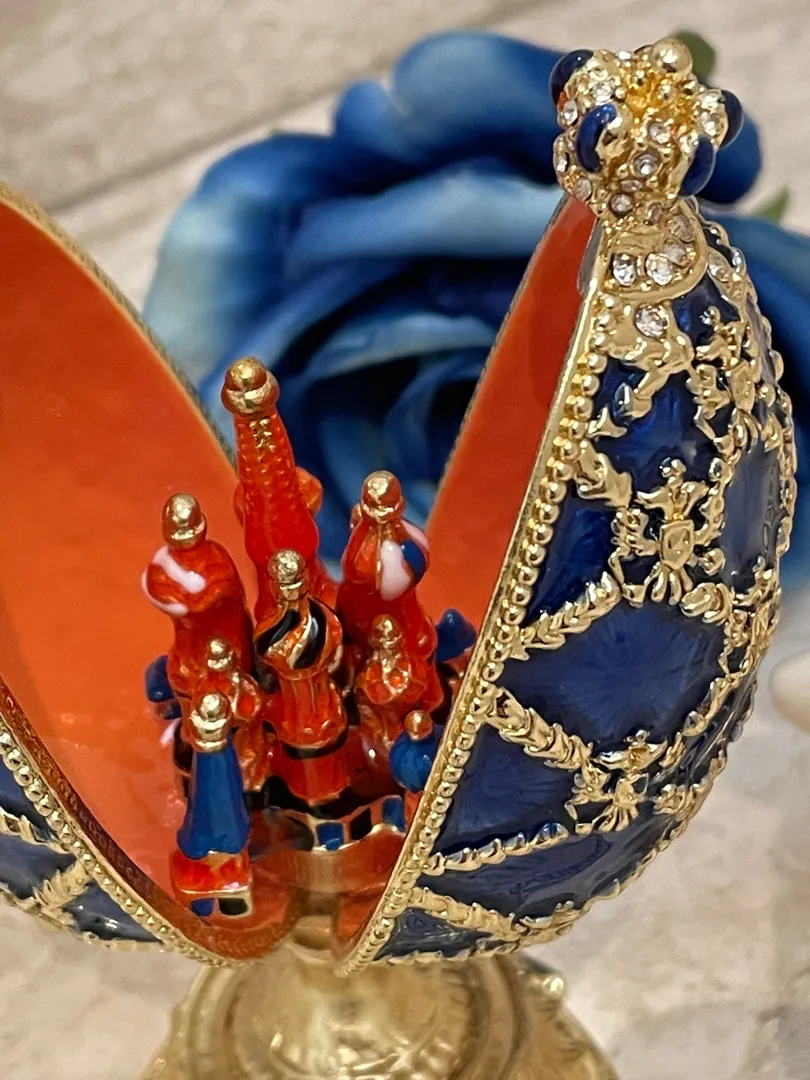 Pierre Lorren Faberge Egg St Petersburg Faberge style egg Home Decor Pure Gold Decor Swarovski Crystal Diamond Handset Birthday Anniversary