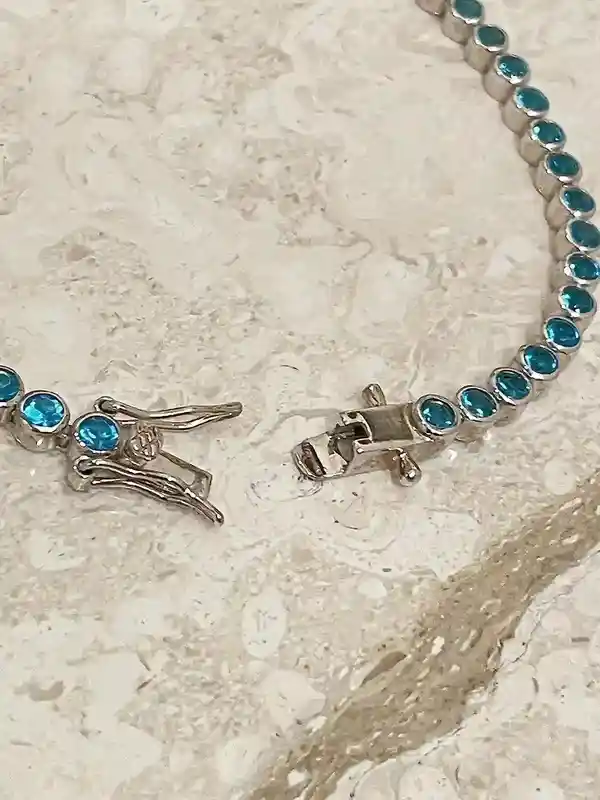 Unique Light Sapphire Bracelet Jewelry Anniversary Gift for her Gemstone Bracelet Birthday Gift Light Blue Sapphire Bride Bridal Shower Gift 