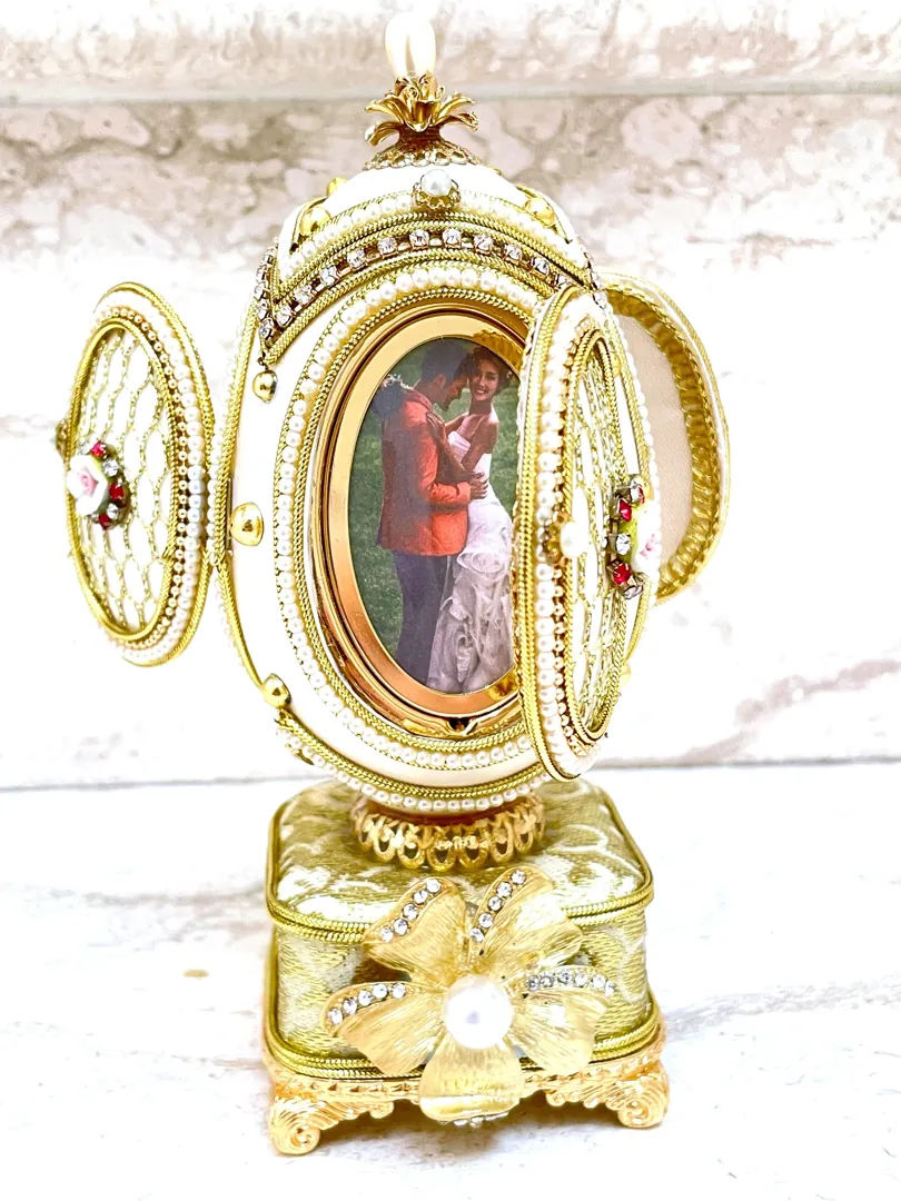 1988 One of a Kind REAL Fabergé Egg GOLD Faberge Egg Music Box Home Decor Faberge Style Egg 35th Birthday Anniversary Faberge Egg Ornament