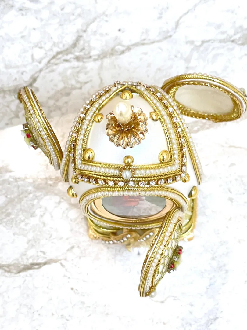 1988 One of a Kind REAL Fabergé Egg GOLD Faberge Egg Music Box Home Decor Faberge Style Egg 35th Birthday Anniversary Faberge Egg Ornament