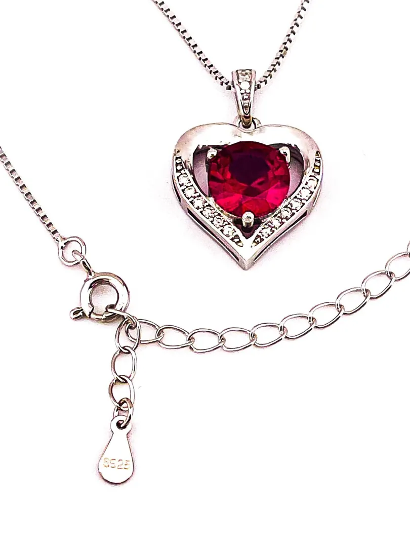 2ct Certified Heart Ruby Diamond Pendant Ruby Solitaire Gold Necklace 18k White Gold Silver Women Birthday Gift for Her Christmas.