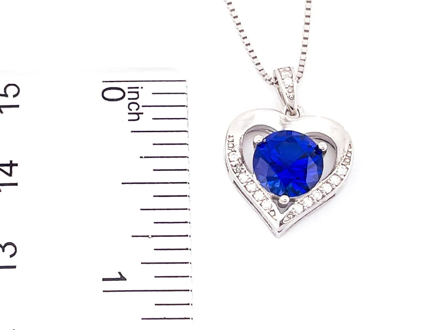 2ct Certified Heart Sapphire Diamond Pendant Sapphire Solitaire Gold Necklace 18k White Gold Silver Women Birthday Gift for Her Christmas