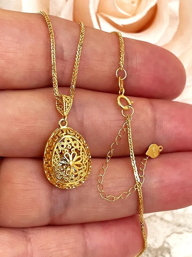 Handmade 2 carat Diamond Greek Jewelry from Greece Greek Key Faberge Egg style SOLID 18k GOLD Diamond Necklace Pendant Fine Jewelry ETERNITY