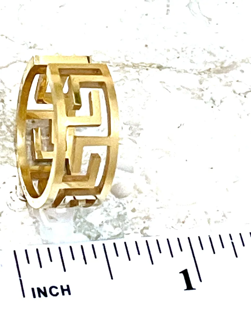 Made In Greece Gold Hoop Earrings & Meander Ring Ancient Greek Jewelry 18k Gold Vermeil Greek Key Earrings Gold Her Greek Key Ring Meandros