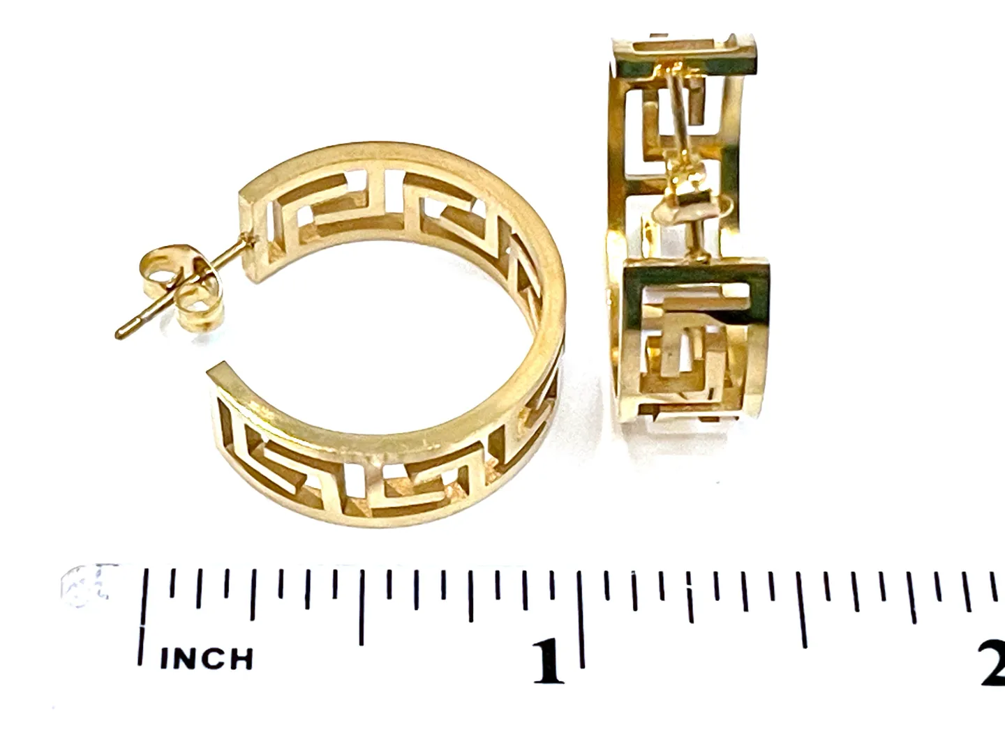 Made In Greece Gold Hoop Earrings & Meander Ring Ancient Greek Jewelry 18k Gold Vermeil Greek Key Earrings Gold Her Greek Key Ring Meandros