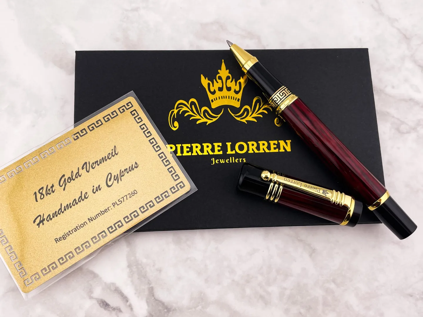 Pierre Lorren Antique Meander Roller Ball Pen Engraved Handmade Pen Set Ink Pen Writing Pen Anniversary Birthday Gift 18k Gold Silver Metal