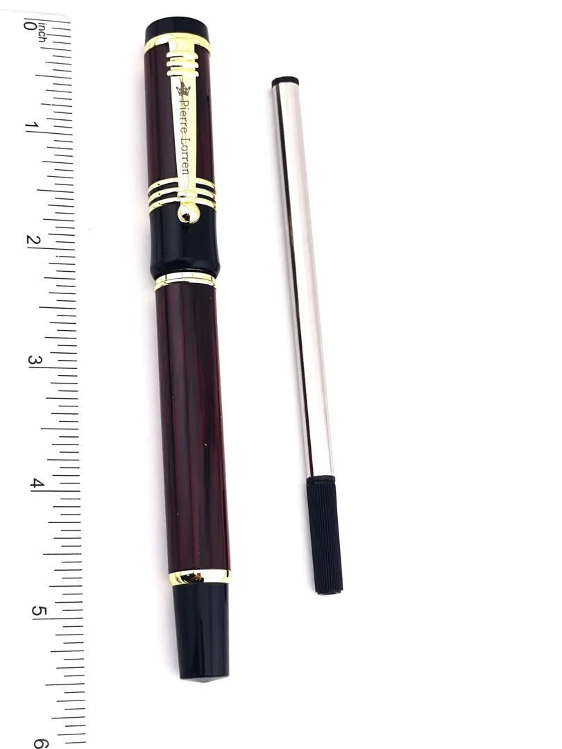 Pierre Lorren Antique Meander Roller Ball Pen Engraved Handmade Pen Set Ink Pen Writing Pen Anniversary Birthday Gift 18k Gold Silver Metal
