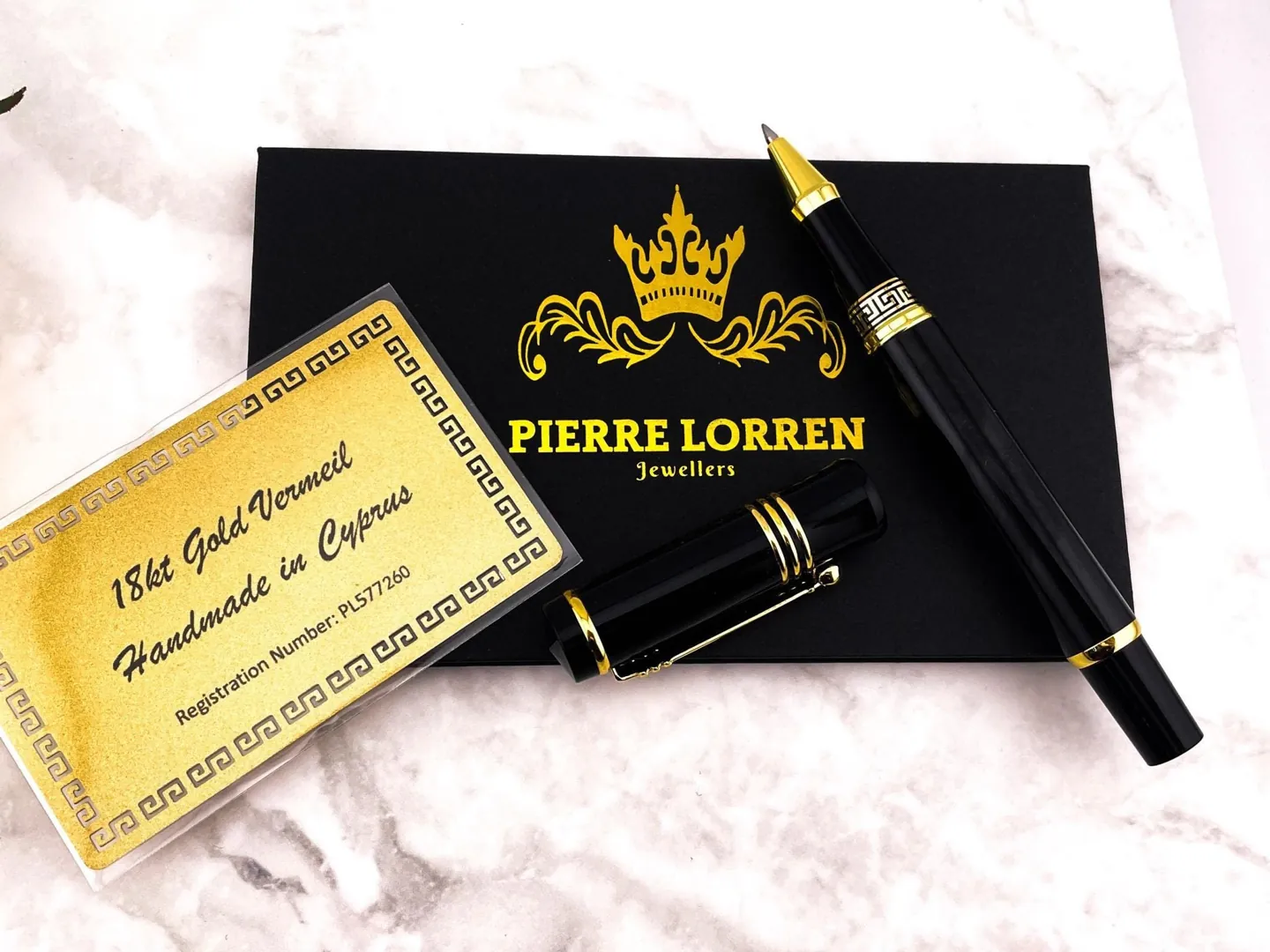 Pierre Lorren Antique Meander Roller Ball Pen Engraved Handmade Pen Set Ink Pen Writing Pen Anniversary Birthday Gift 18k Gold Silver Metal