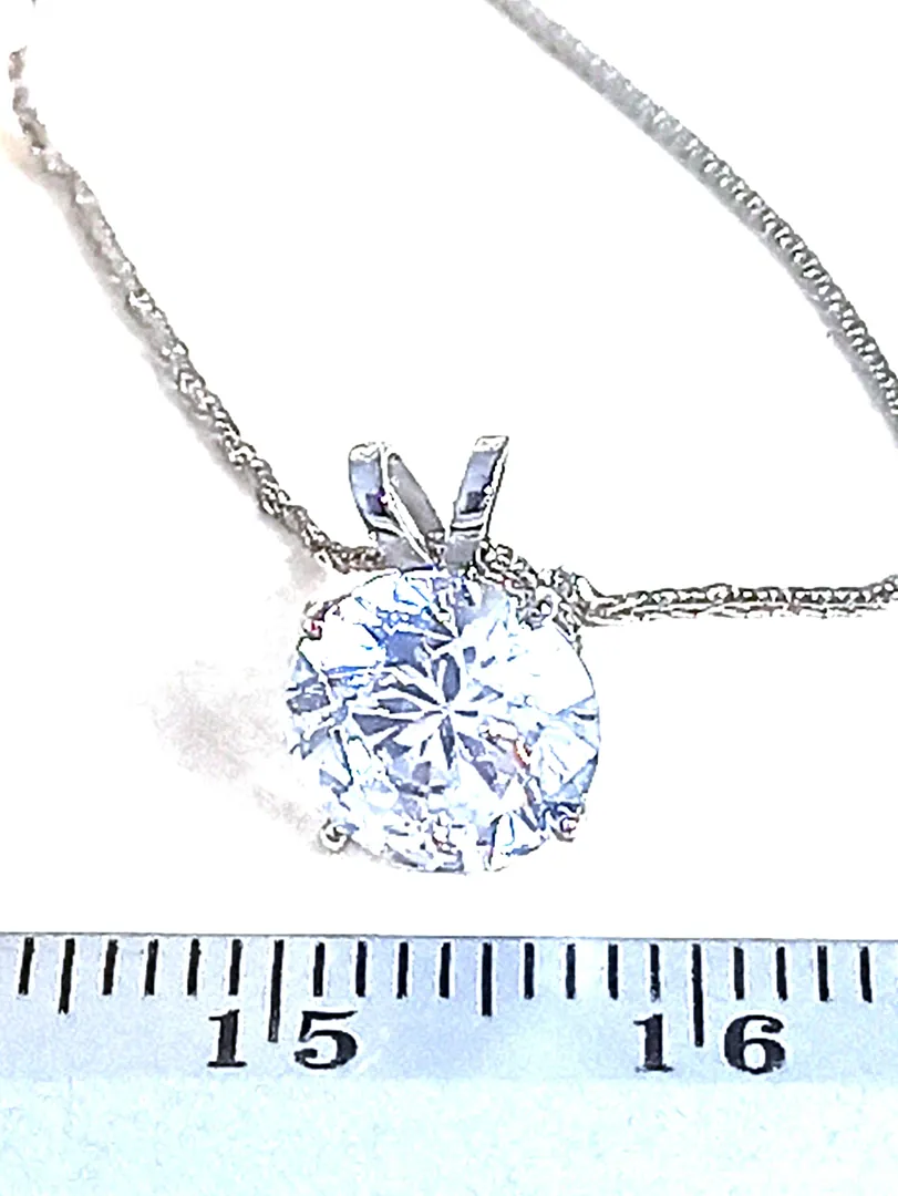 8mm - Solitaire Diamond Pendant Necklace, White Gold 18k Solid Gold. Solitaire Pendant gift for her. Solitaire Necklace 18