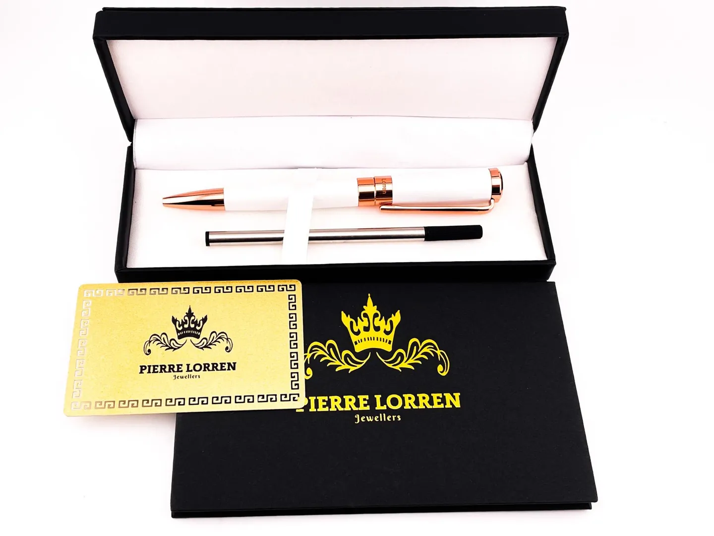Pierre Lorren Professional Pen Fancy Ballpoint Pen Luxury Pen Handmade Writing Pen White Silver 18k Rose Gold Graduation Pen Success Victory