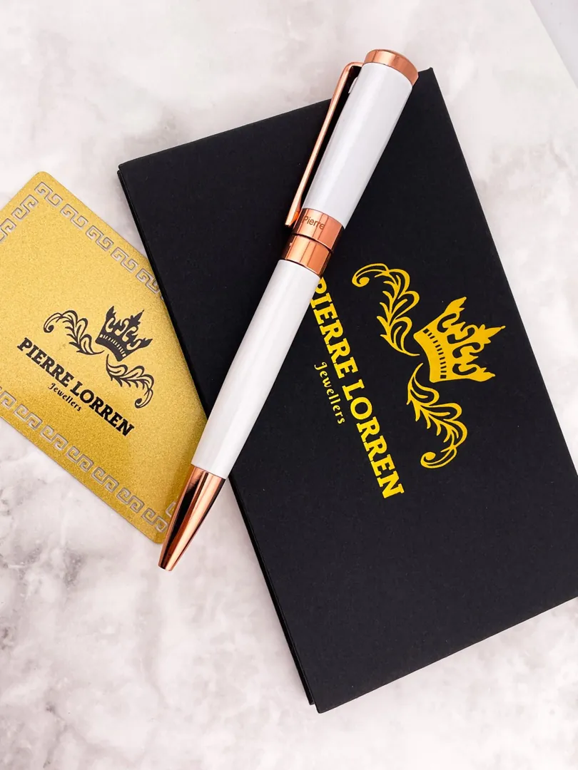 Pierre Lorren Professional Pen Fancy Ballpoint Pen Luxury Pen Handmade Writing Pen White Silver 18k Rose Gold Graduation Pen Success Victory