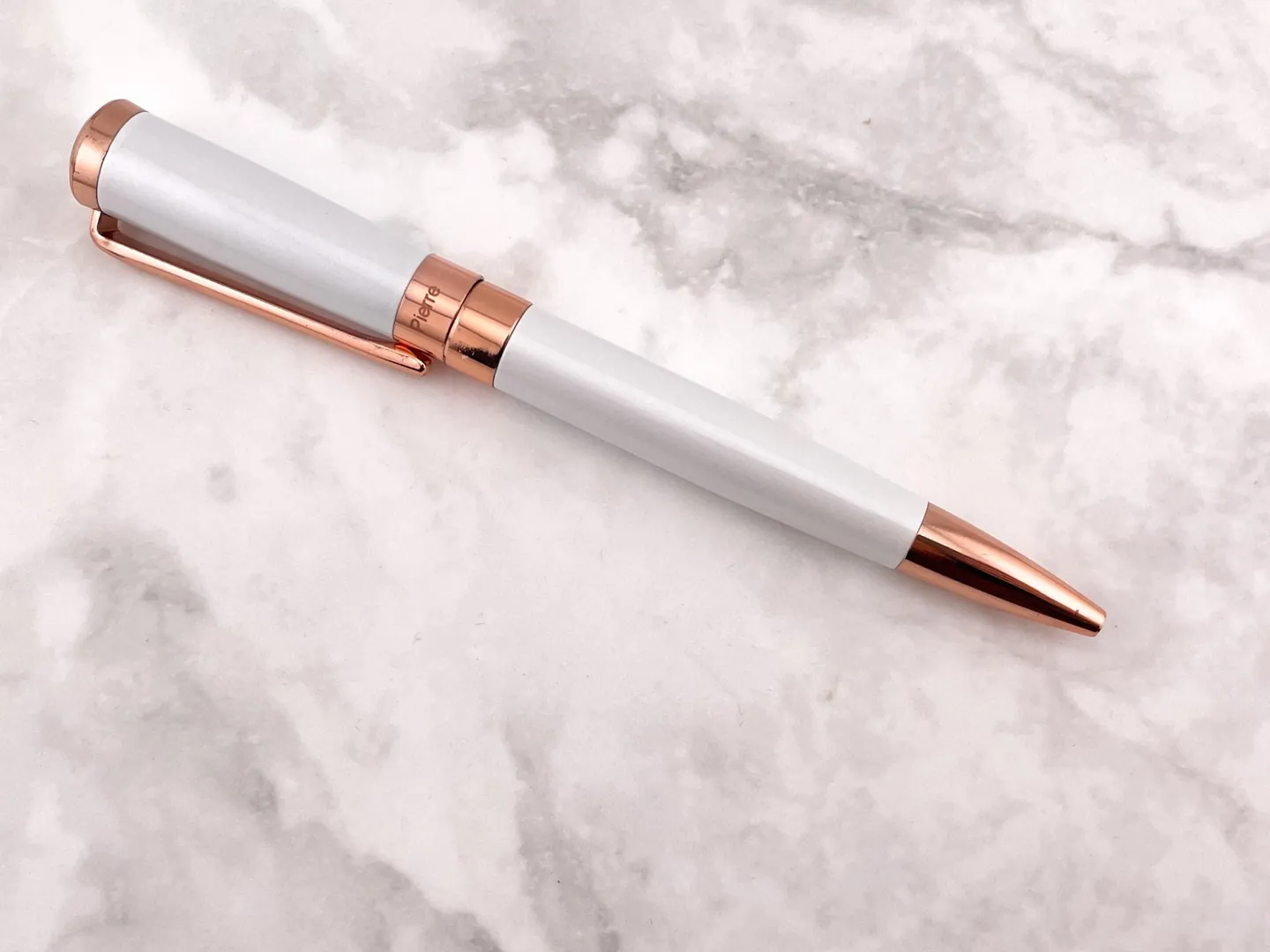 Pierre Lorren Professional Pen Fancy Ballpoint Pen Luxury Pen Handmade Writing Pen White Silver 18k Rose Gold Graduation Pen Success Victory